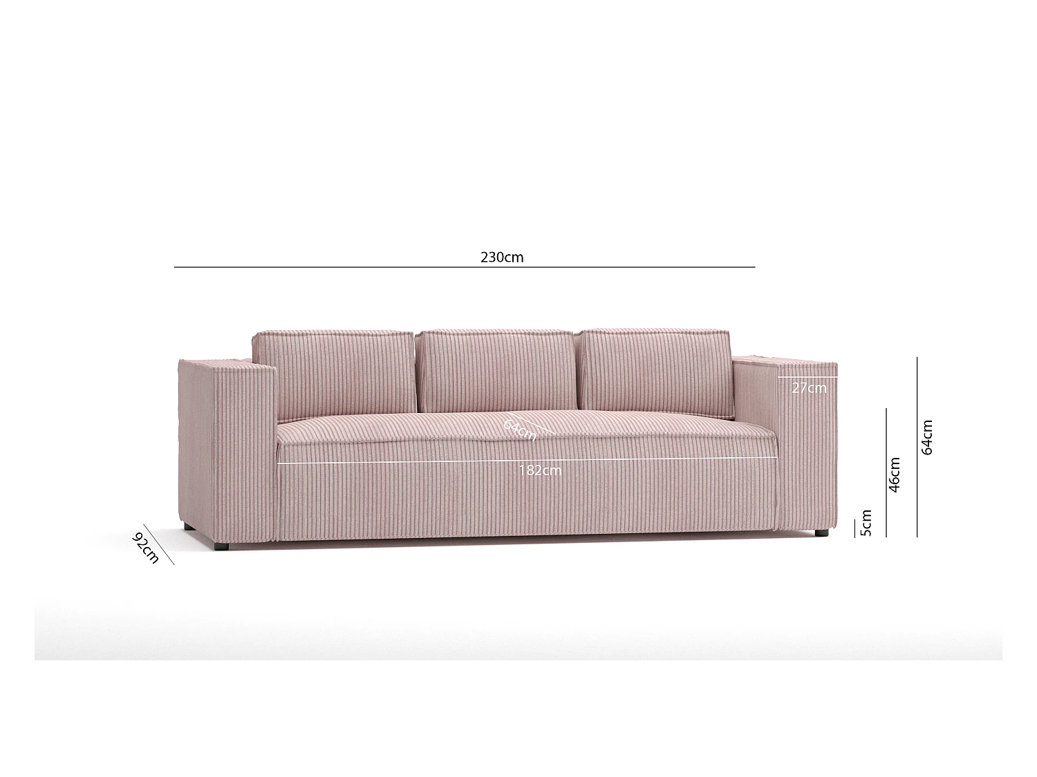 Cord Sofa 3 sitzer Vera