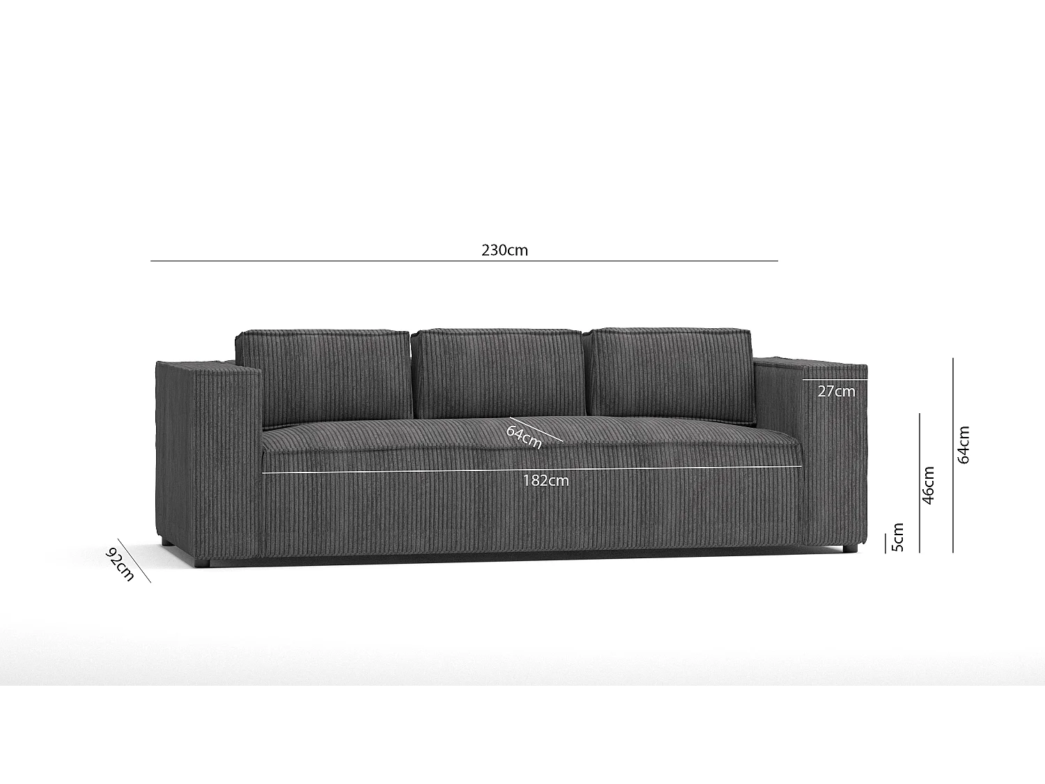 Cord Sofa 3 sitzer Vera
