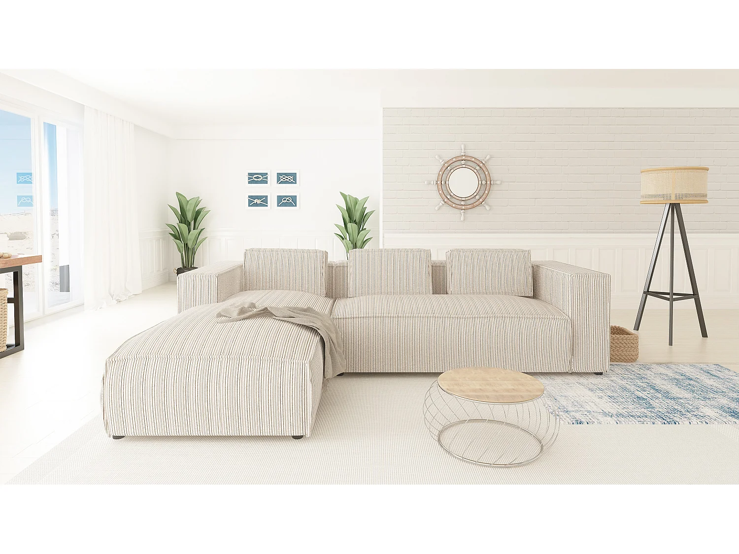 Ecksofa Vera mit Cord-Bezug und Moderne Optik