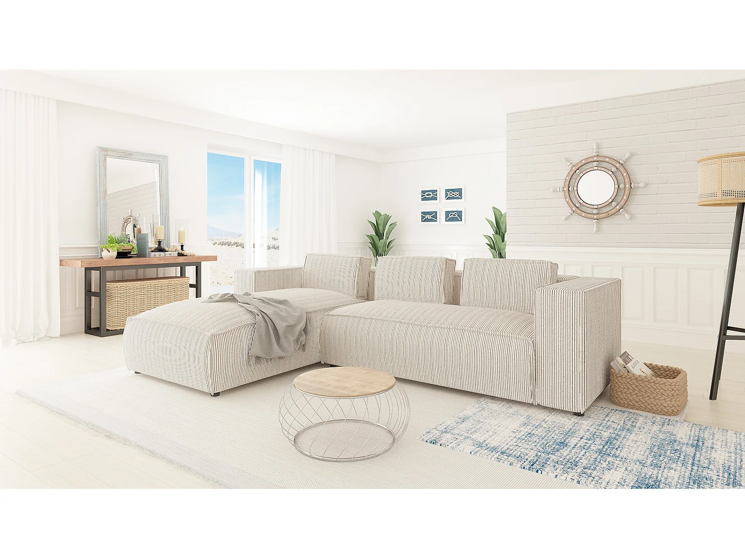 Ecksofa Vera mit Cord-Bezug und Moderne Optik