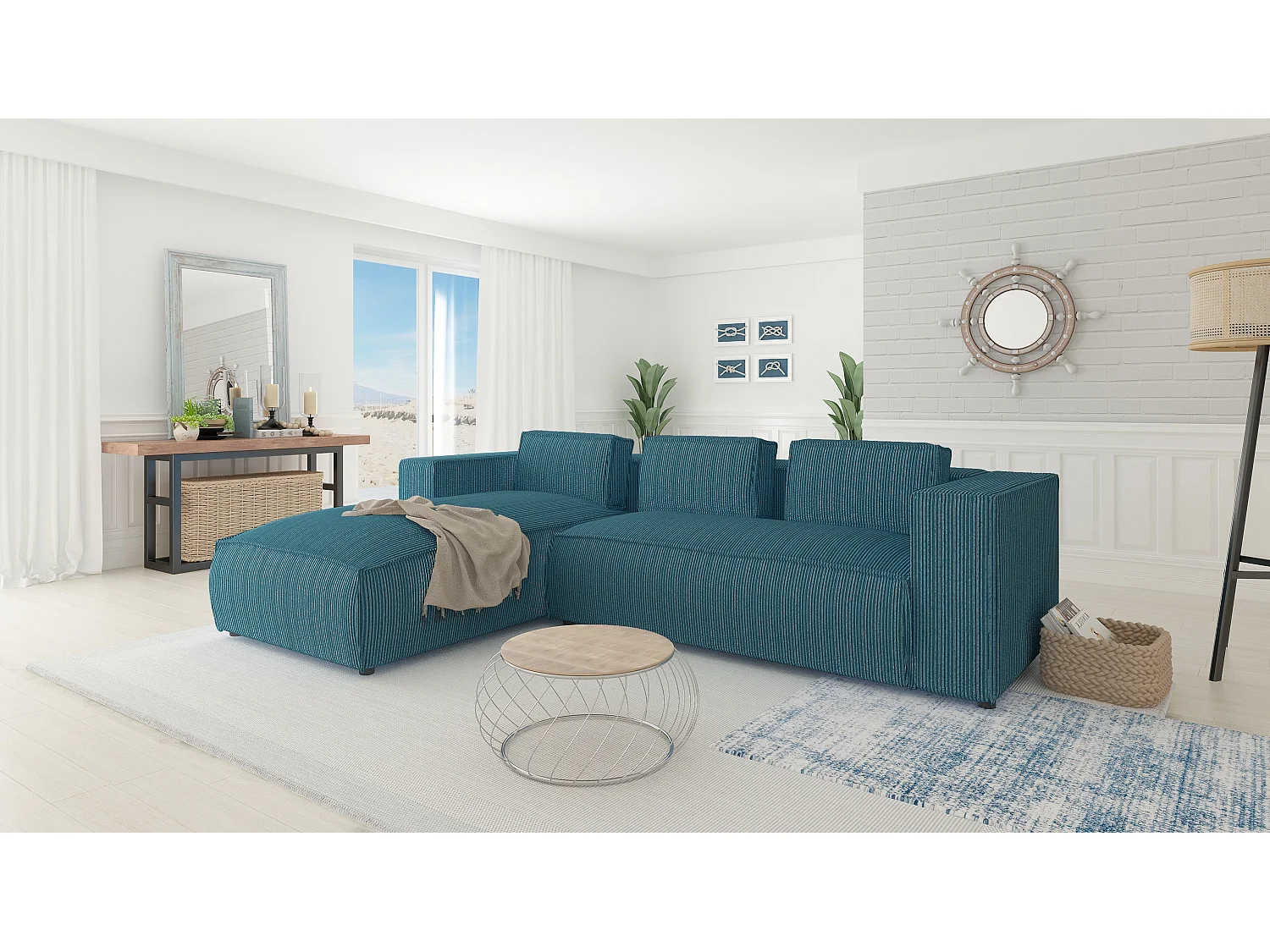 Ecksofa Vera mit Cord-Bezug und Moderne Optik