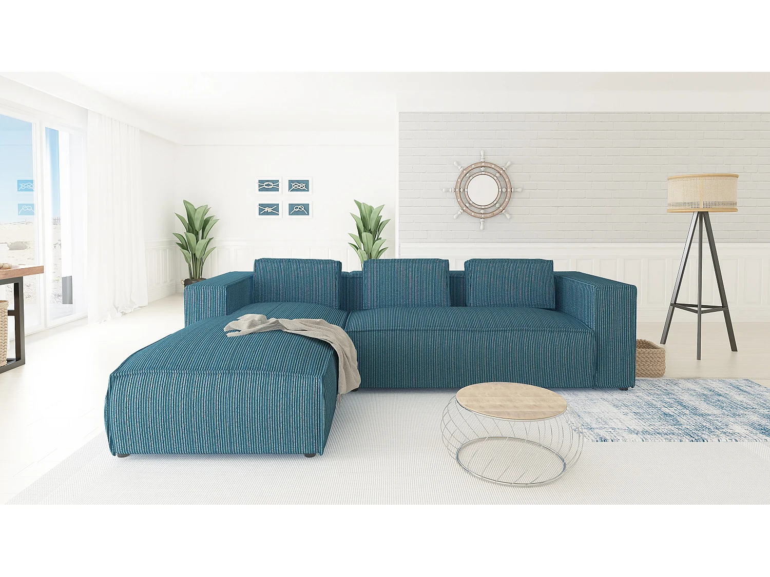 Ecksofa Vera mit Cord-Bezug und Moderne Optik