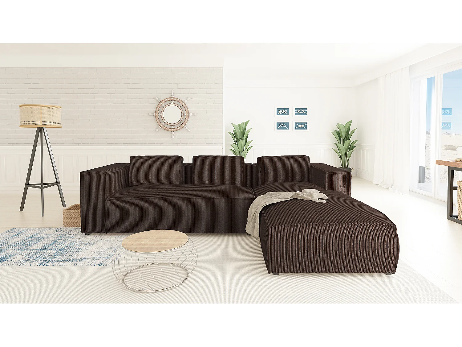 Ecksofa Vera mit Cord-Bezug und Moderne Optik