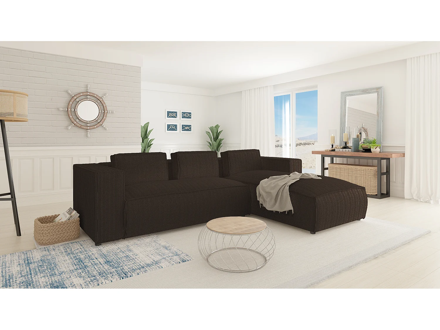 Ecksofa Vera mit Cord-Bezug und Moderne Optik