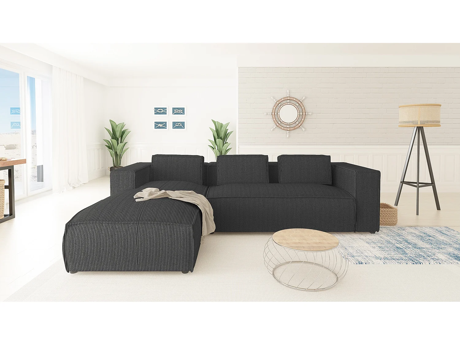 Ecksofa Vera mit Cord-Bezug und Moderne Optik