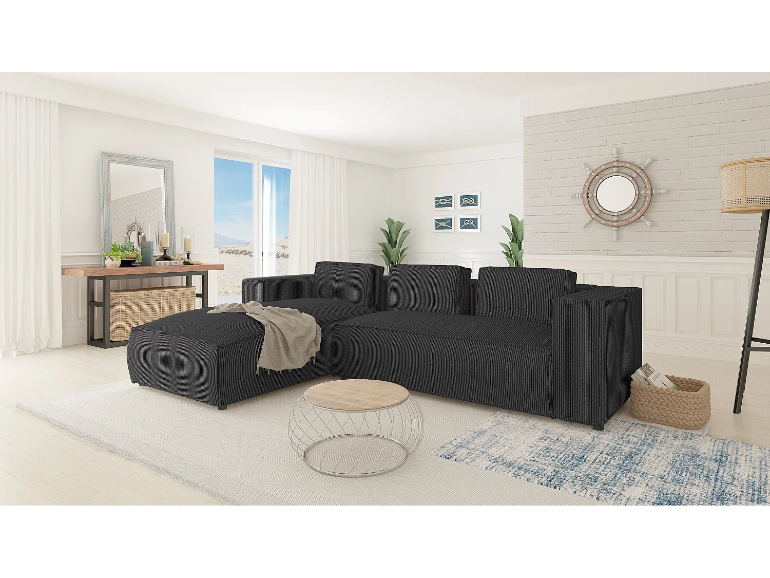 Ecksofa Vera mit Cord-Bezug und Moderne Optik