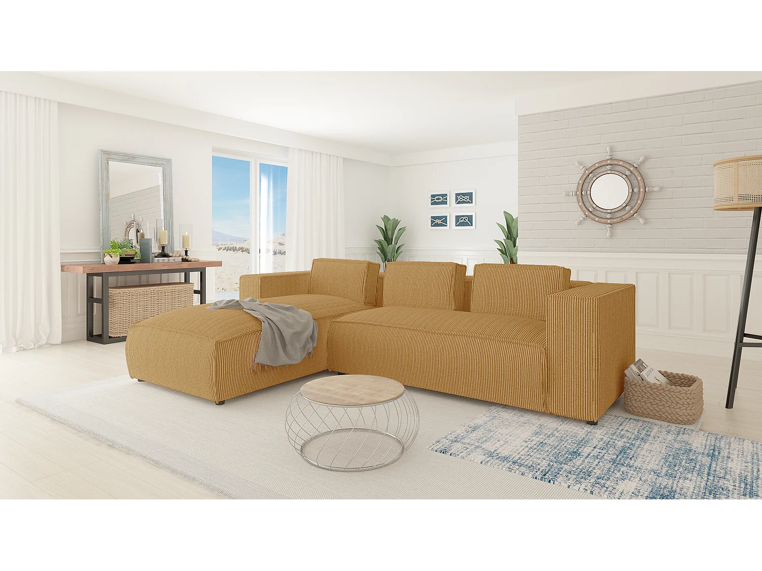Ecksofa Vera mit Cord-Bezug und Moderne Optik