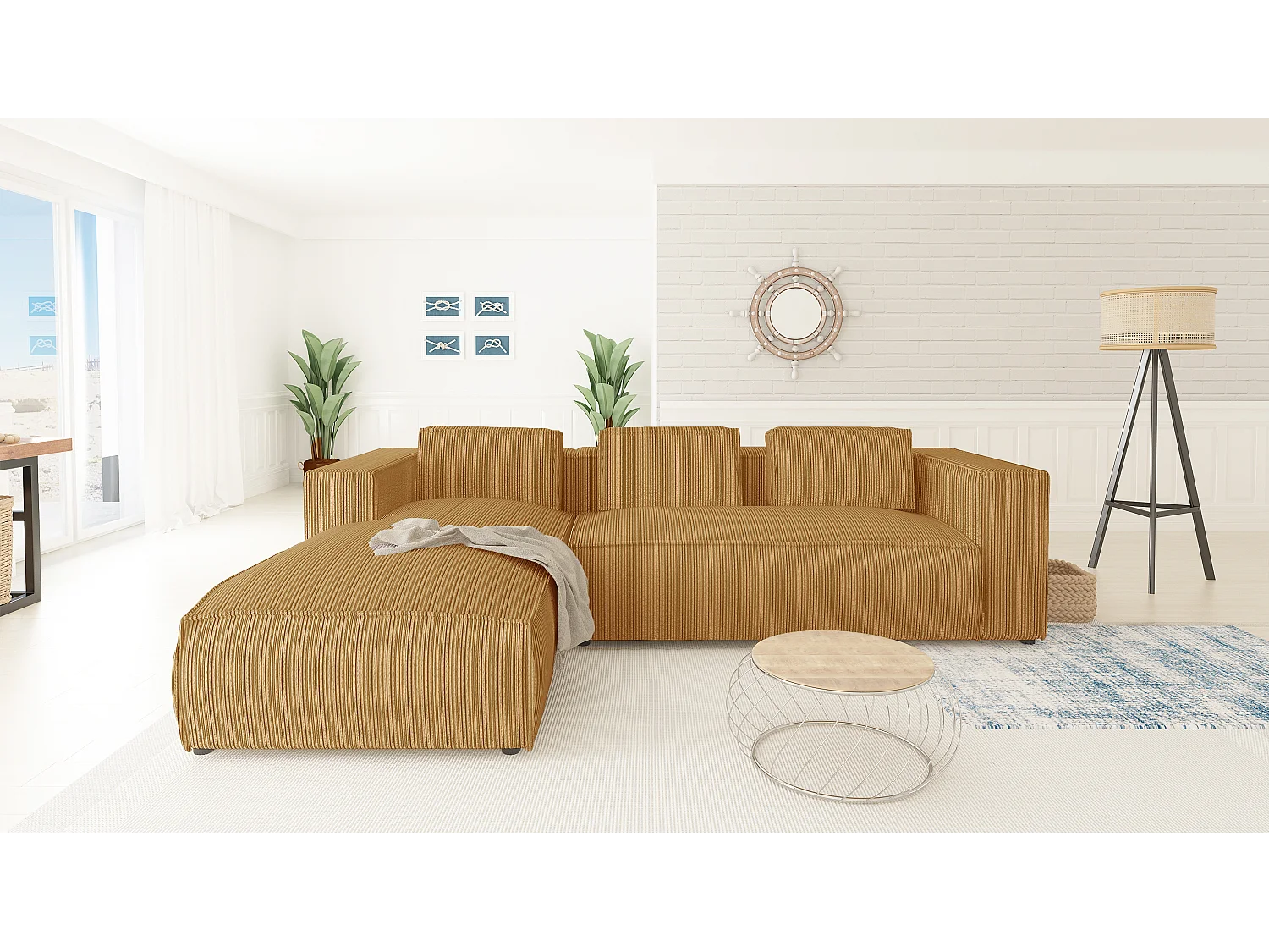 Ecksofa Vera mit Cord-Bezug und Moderne Optik