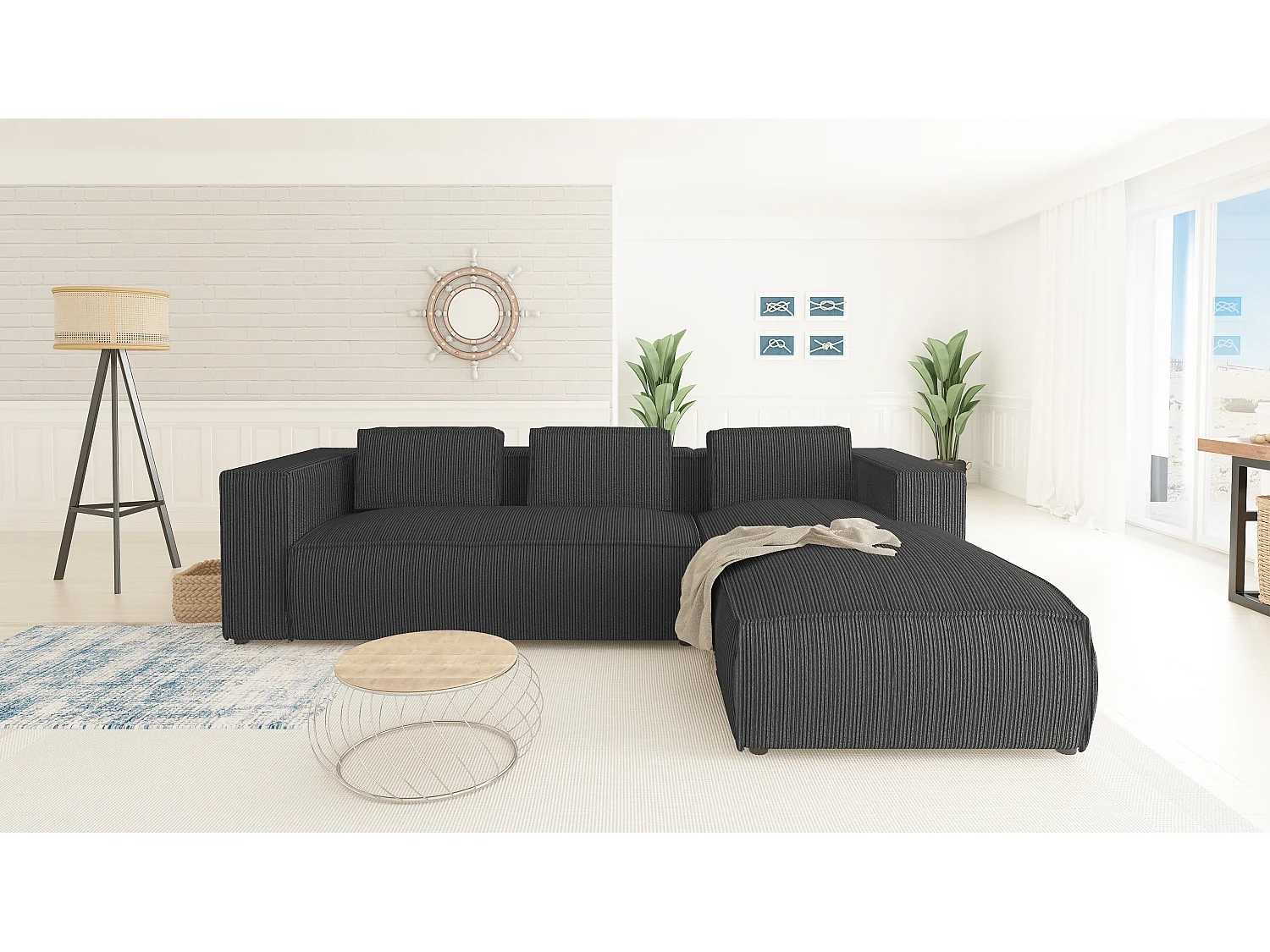 Ecksofa Vera mit Cord-Bezug und Moderne Optik