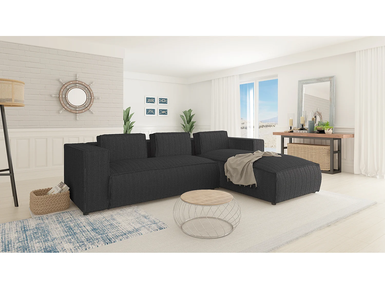 Ecksofa Vera mit Cord-Bezug und Moderne Optik