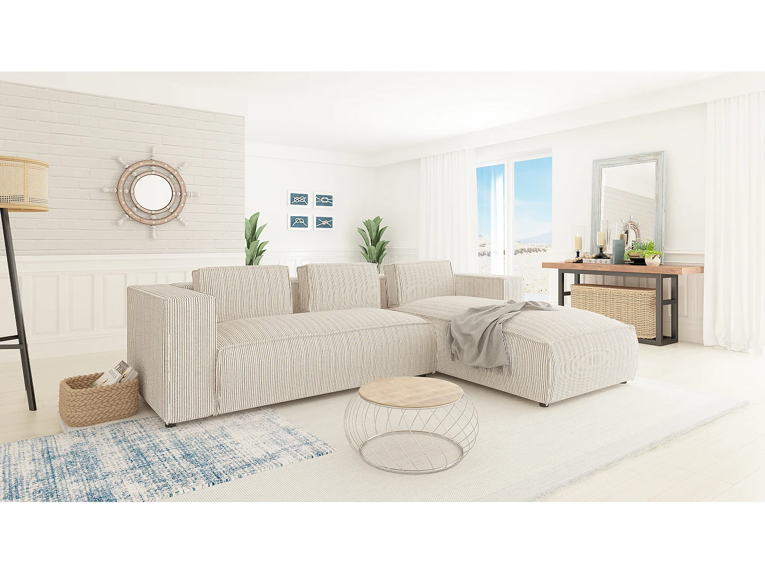 Ecksofa Vera mit Cord-Bezug und Moderne Optik