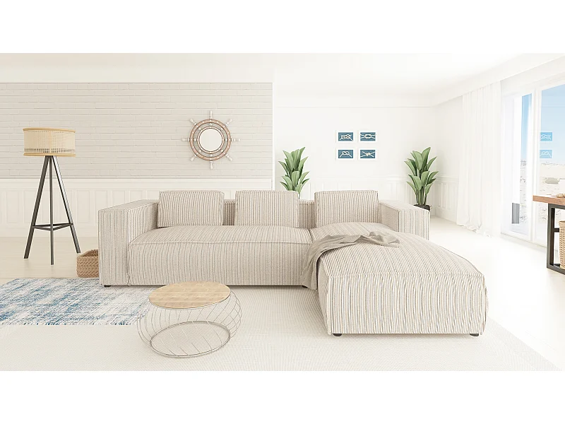 Ecksofa Vera mit Cord-Bezug und Moderne Optik