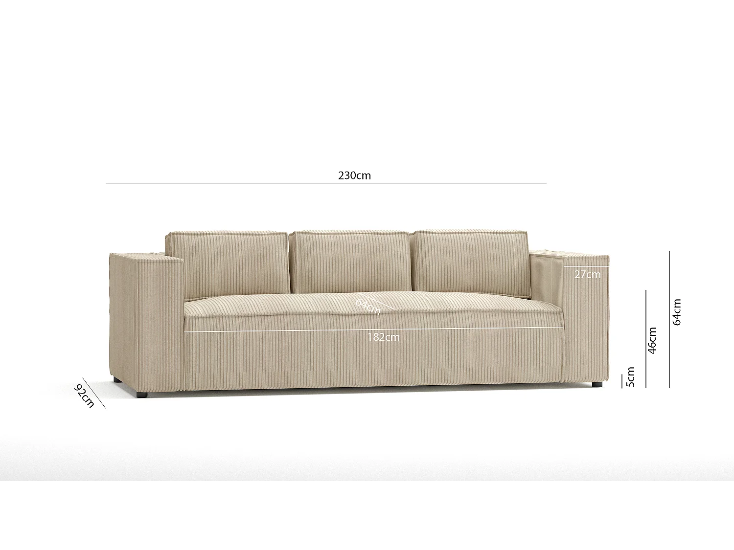 Cord Sofa 3 sitzer Vera