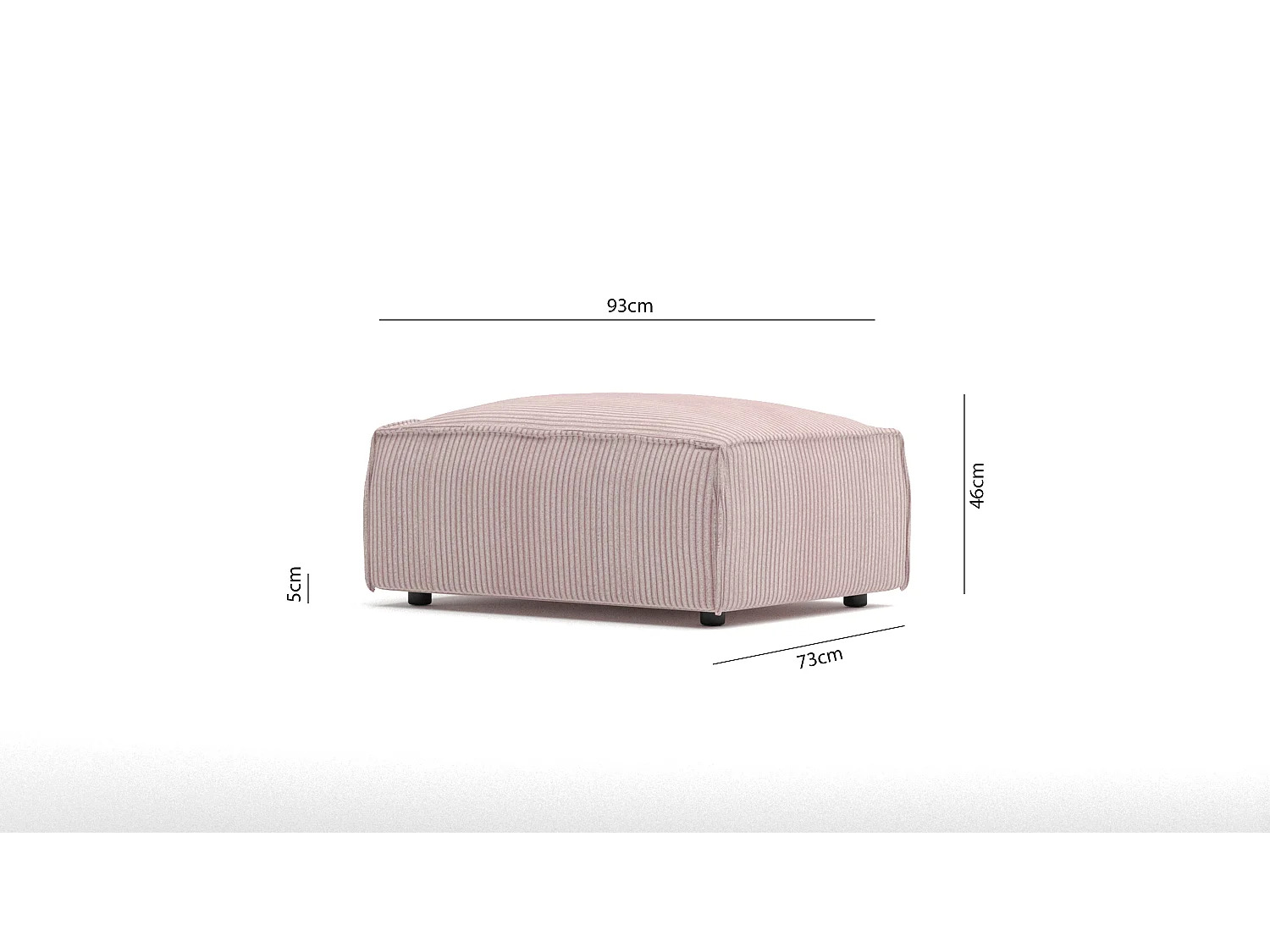 Moderner Fußhocker Vera aus Cord mit weichem Sitz
