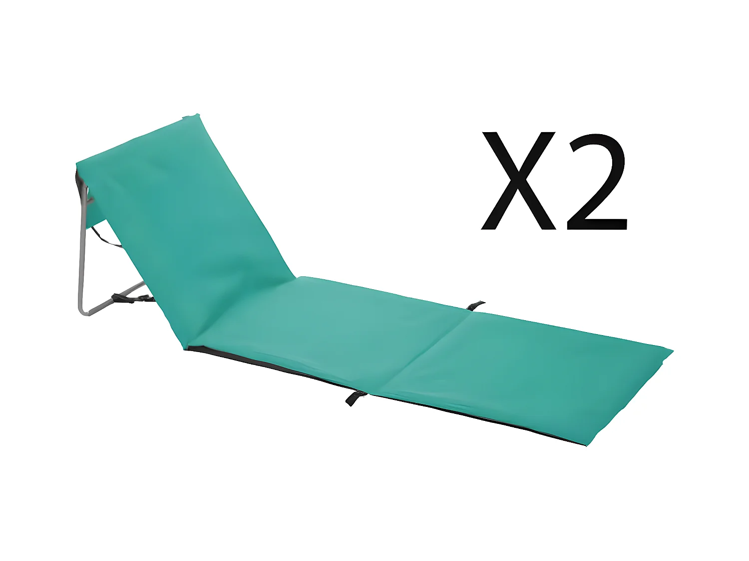 Lot de 2 matelas de plage en acier et polyester coloris bleu - L. 160  x P. 54  x H. 4 cm