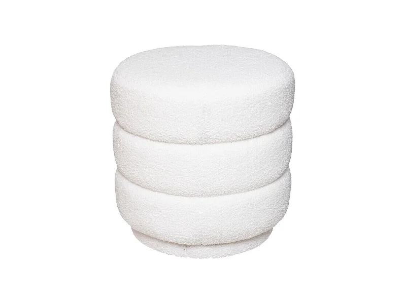 Pouf en polyester coloris blanc - diamètre 40  x H. 40  cm
