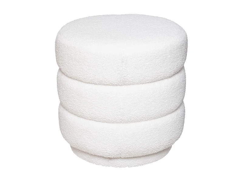 Pouf en polyester coloris blanc - diamètre 40  x H. 40  cm