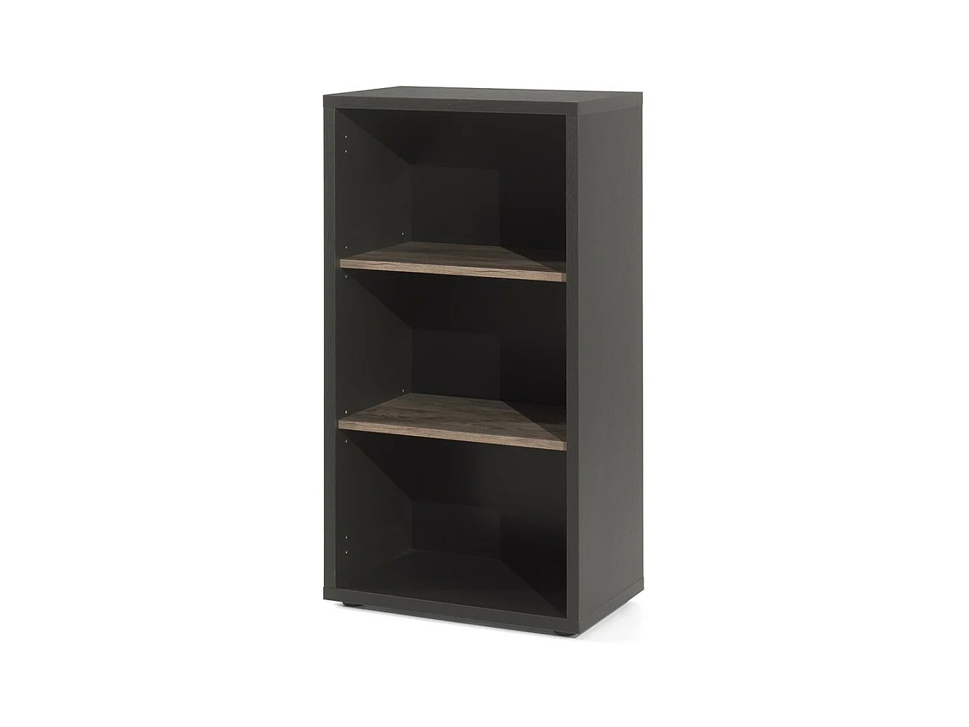 Bibliotheekkast voor Kantoor met 2 Planken in Verouderde Eiken en Zwart Kleur | Collectie SOON | Meublorama