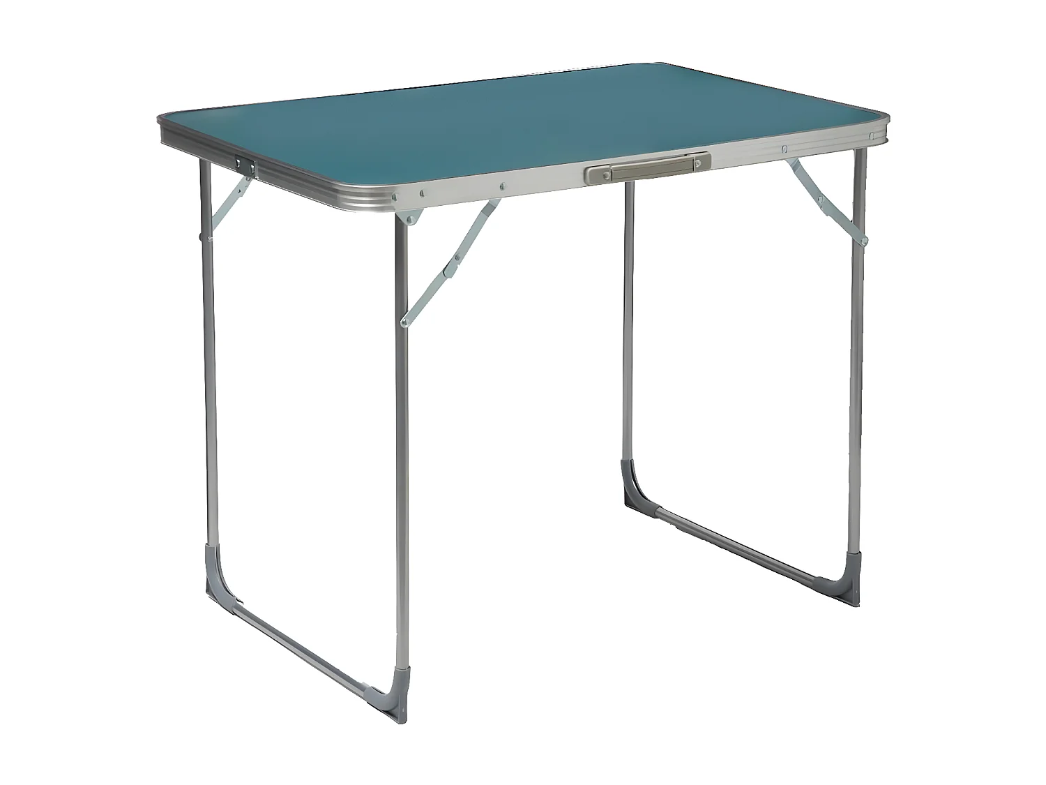 Table de jardin pliante en aluminium coloris gris, bleu - L. 80 x P. 60 x H. 70 cm