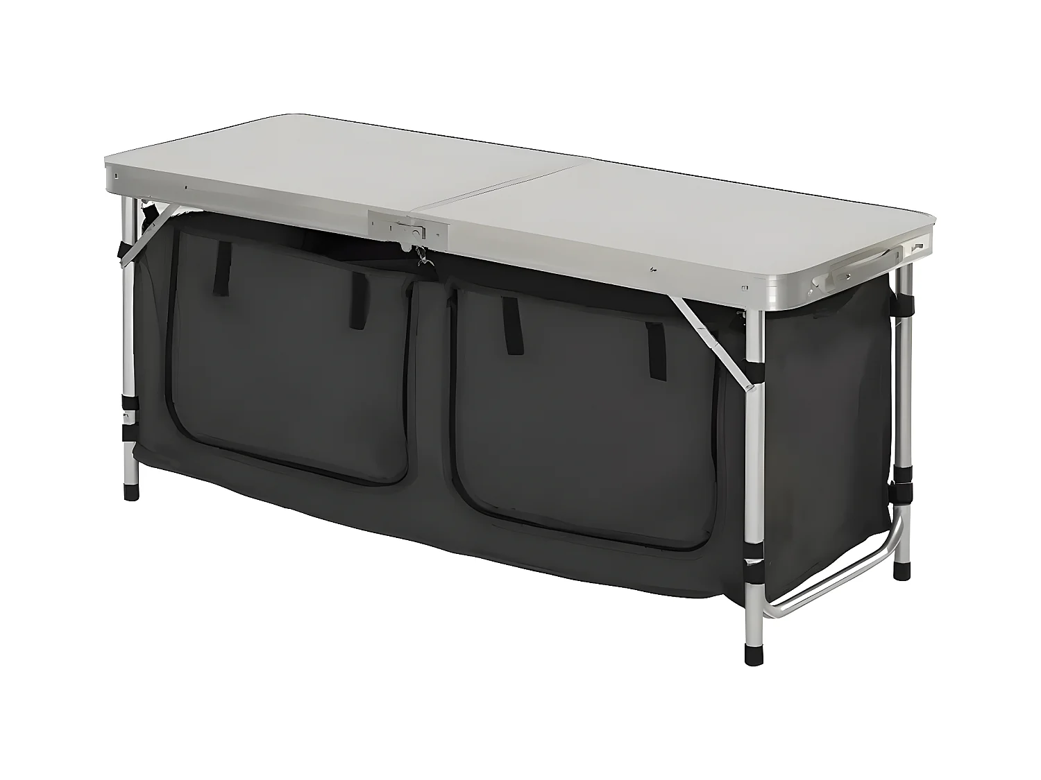 Table de jardin Rectangulaire en aluminium coloris gris  - L. 69,5 x P. 47  x H. 120  cm