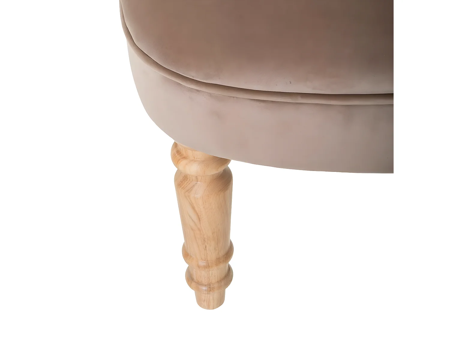 Fauteuil en velours coloris taupe et bois coloris naturel -  L.  68 x P. 66 x H. 72   cm