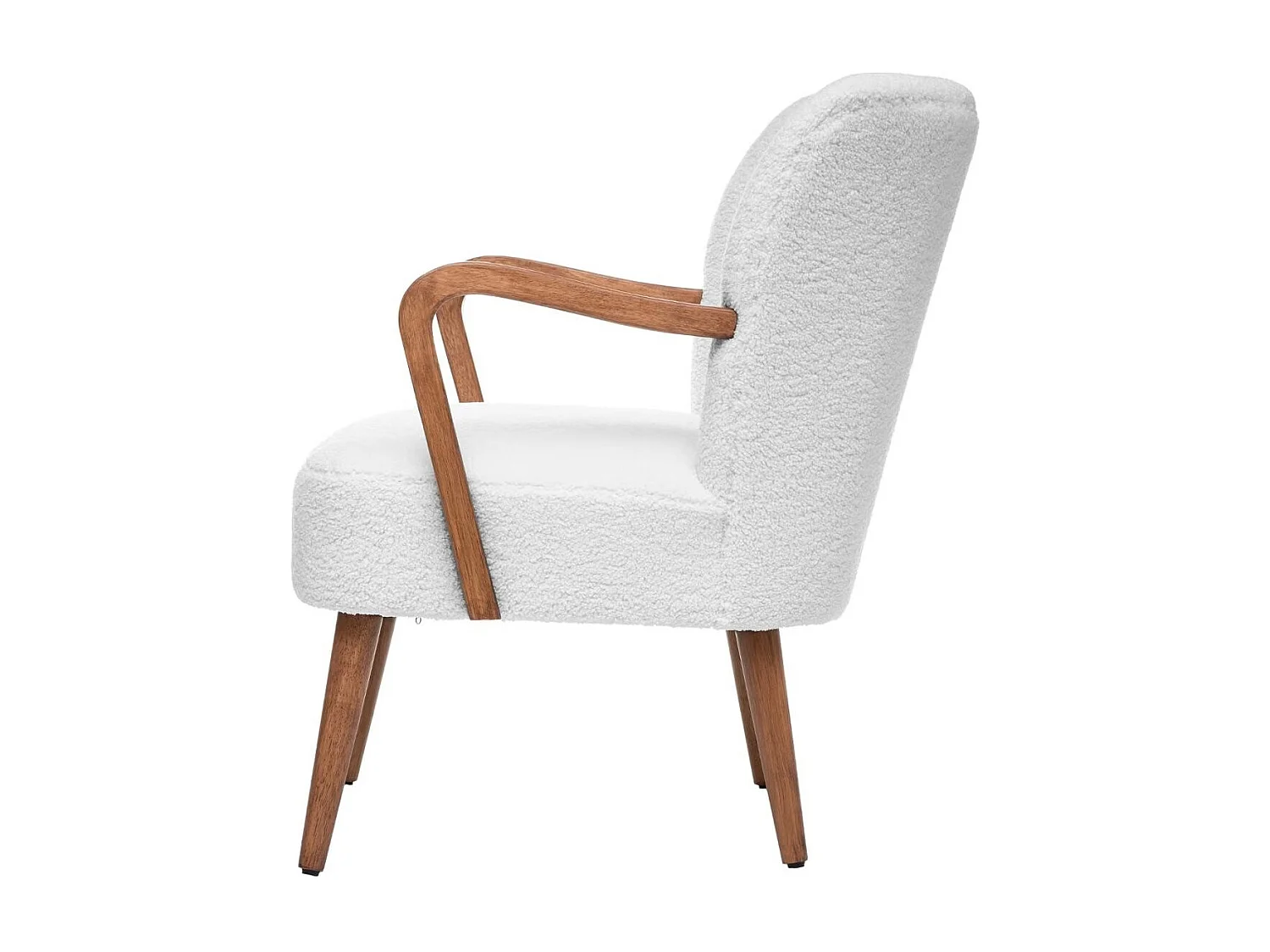 Fauteuil avec accoudoirs en bois, Polyester coloris blanc, marron  -  L. 62,5  x P. 71 x H. 79 cm