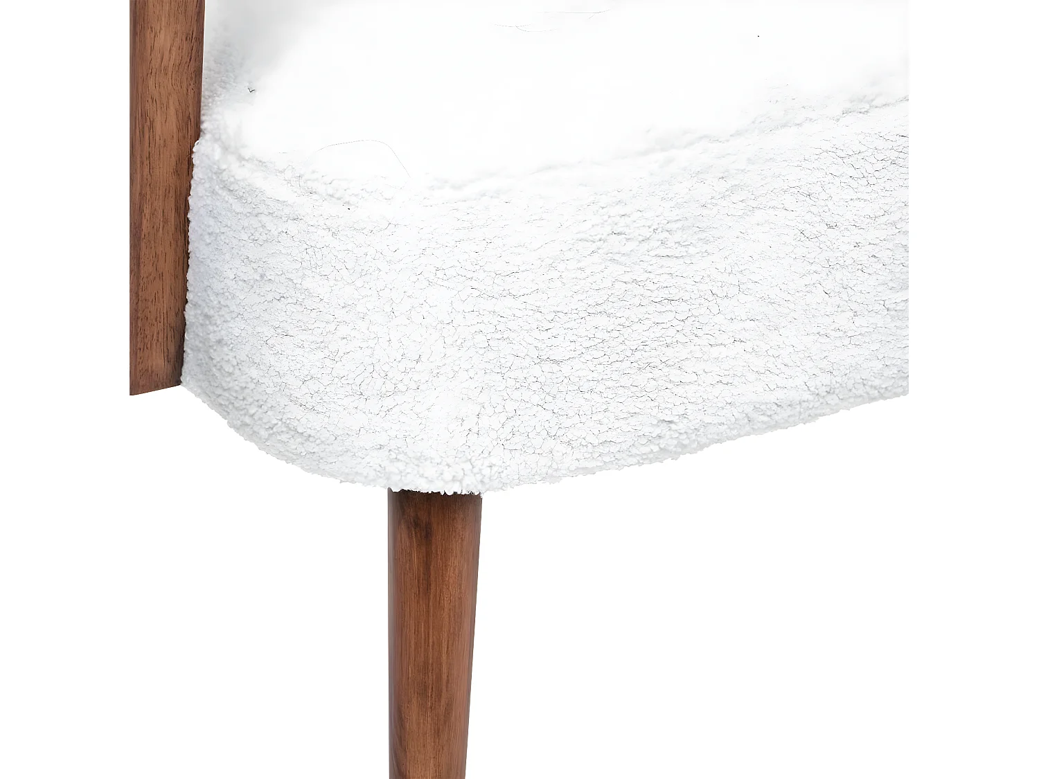 Fauteuil avec accoudoirs en bois, Polyester coloris blanc, marron  -  L. 62,5  x P. 71 x H. 79 cm