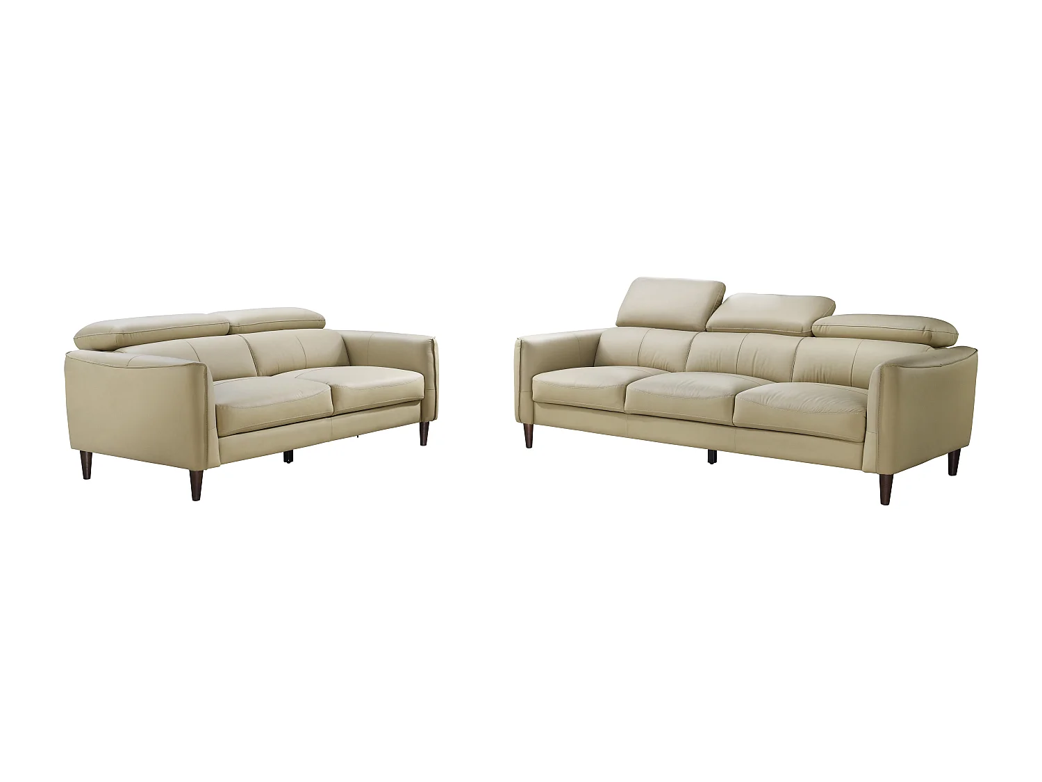 Driezitsbank en tweezitsbank van beige leer SALVI