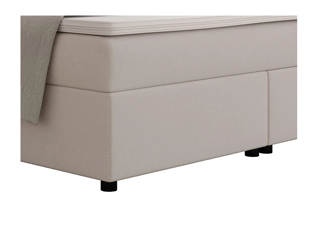 Zestaw kompletny łóżko kontynentalne: zagłówek do łóżka + stelaż + materac + nakładka na materac SIERO marki DREAMEA - 80 x 200 cm - tapicerowane - kość słoniowa