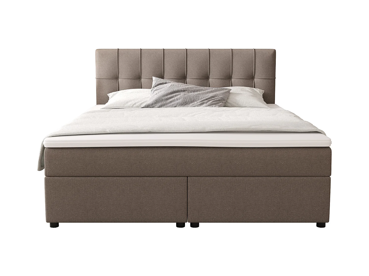 Set boxspring hoofdbord + bedbodems + matras + topmatras SIERO van YSMÉE - 180 x 200 cm - Stof - Grijs