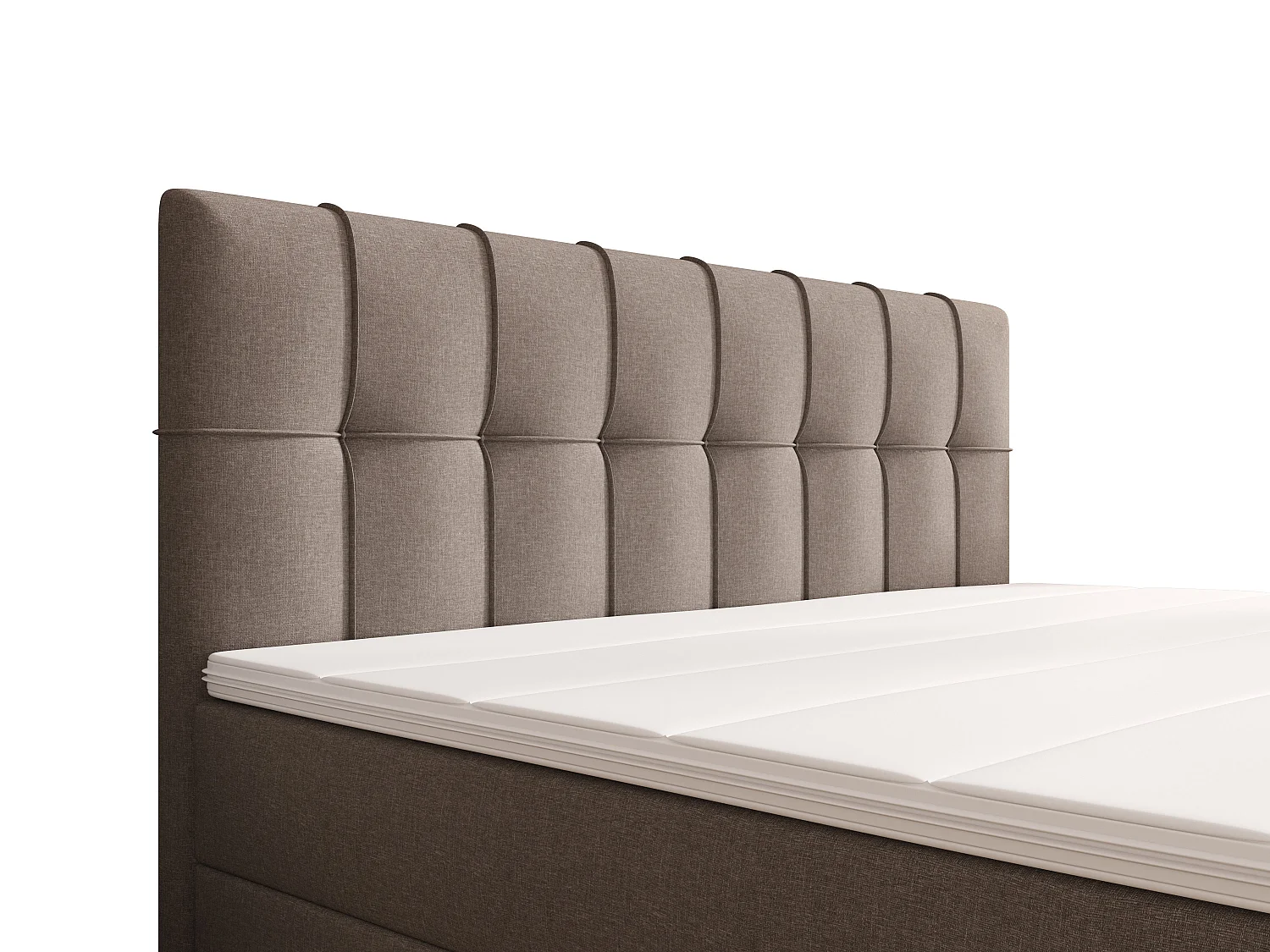 Ensemble complet boxspring tête de lit capitonnée + sommiers + matelas + surmatelas - 180 x 200 cm - Tissu - Gris - SIERO II de YSMÉE
