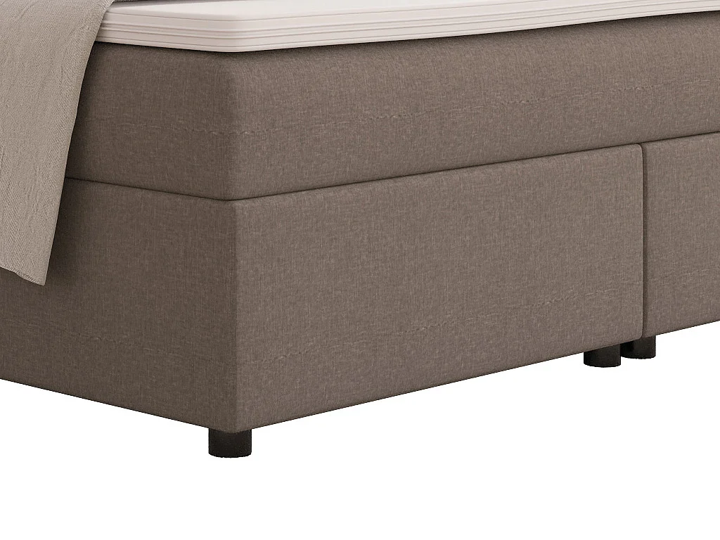 Komplet boxspring seng med polstret sengegærde + continental boxmadras + boxmadras + topmadras - 160 x 200 cm - Stof - Grå - SIERO II fra YSMÉE