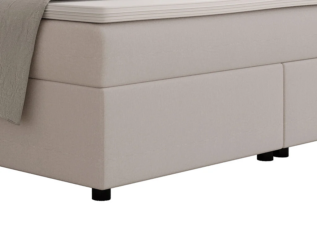 Ensemble complet boxspring tête de lit capitonnée + sommiers + matelas + surmatelas - 160 x 200 cm - Tissu - Gris clair - SIERO II de YSMÉE