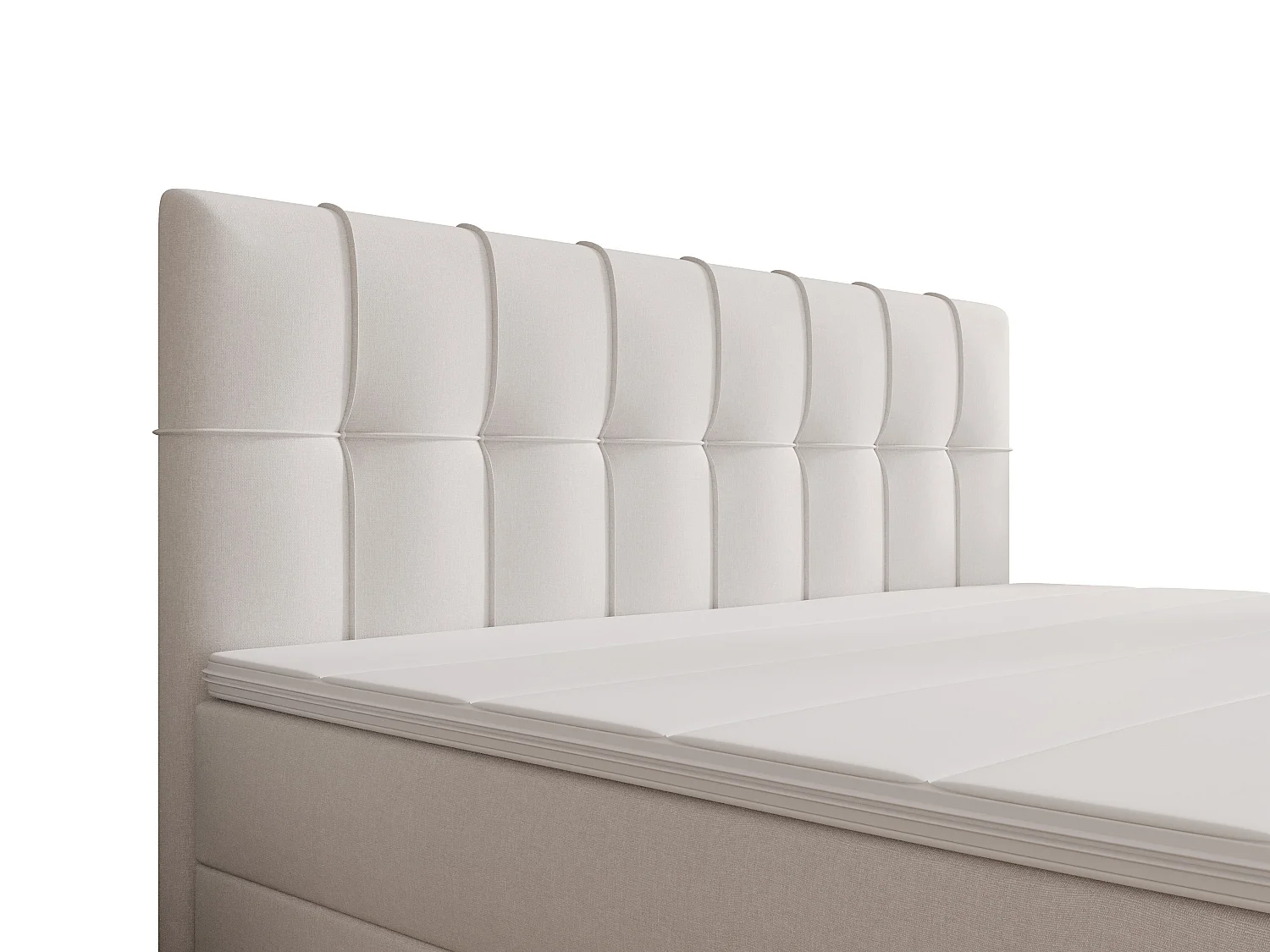 Ensemble complet boxspring tête de lit capitonnée + sommiers + matelas + surmatelas - 160 x 200 cm - Tissu - Gris clair - SIERO II de YSMÉE