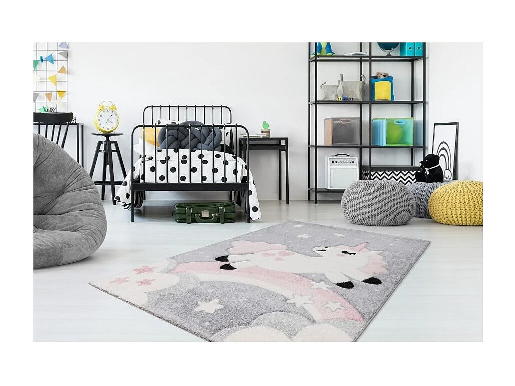 Tapis enfant 150x80cm, design A723O coloris rose - Confort et élégance pour votre intérieur