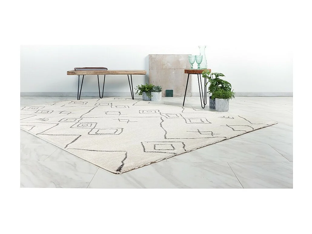 Teppich 150x80cm, Design A305R in Elfenbeinfarbe - Komfort und Eleganz für Ihr Interieur