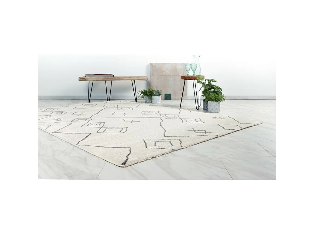 Teppich 170x120cm, Design A305R in Elfenbeinfarbe - Komfort und Eleganz für Ihr Interieur