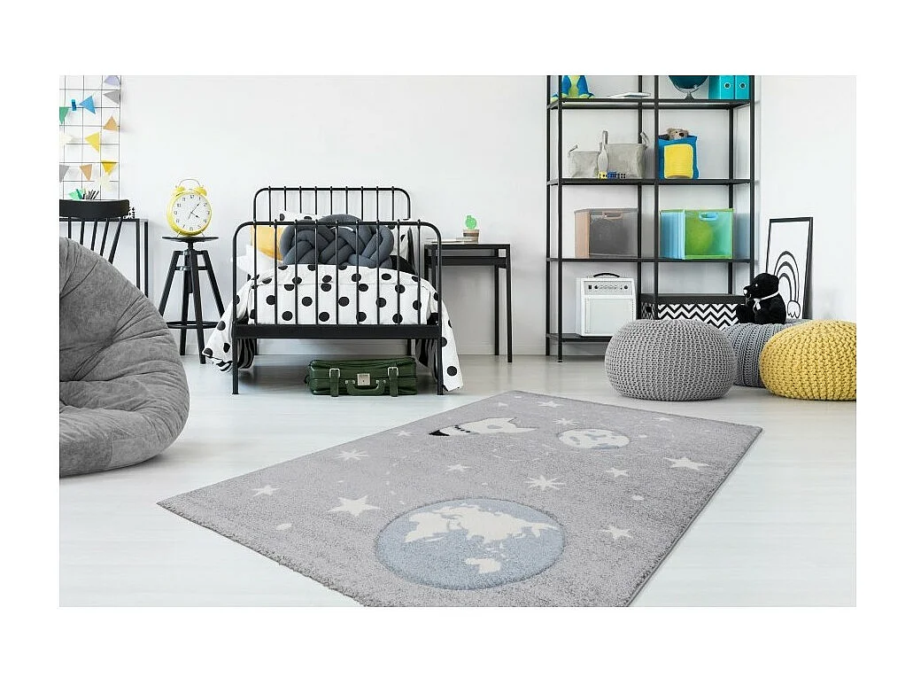 Tapis enfant 170x120cm, design A033O coloris gris - Confort et élégance pour votre intérieur