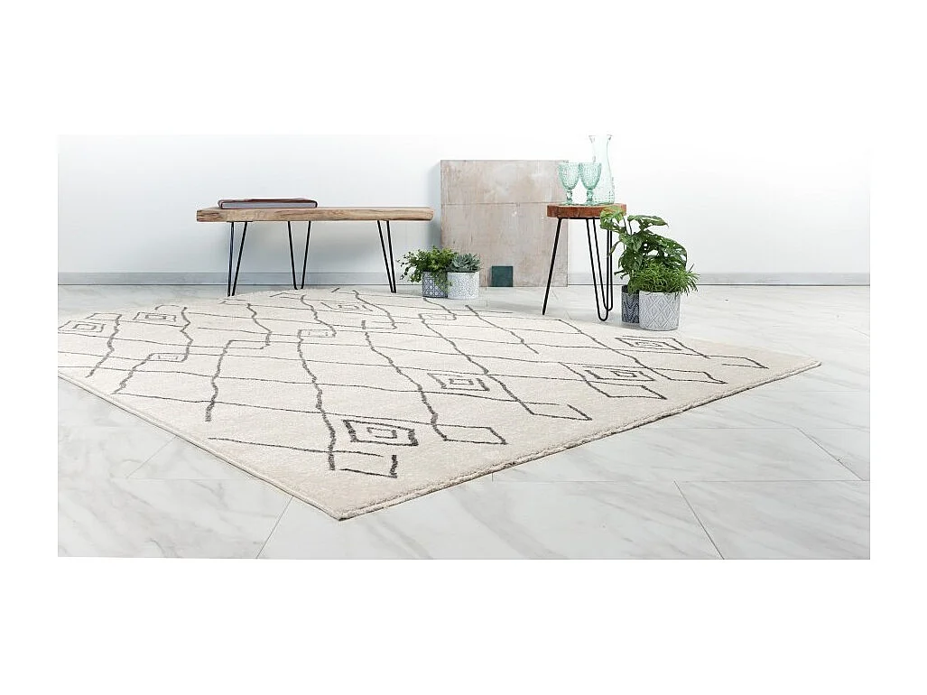 Tapete 230x160cm, design A205R na cor marfim - Conforto e elegância para o seu interior.