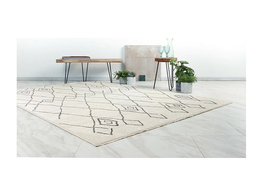 Teppich 150x80cm, Design A205R in Elfenbeinfarbe - Komfort und Eleganz für Ihr Interieur.