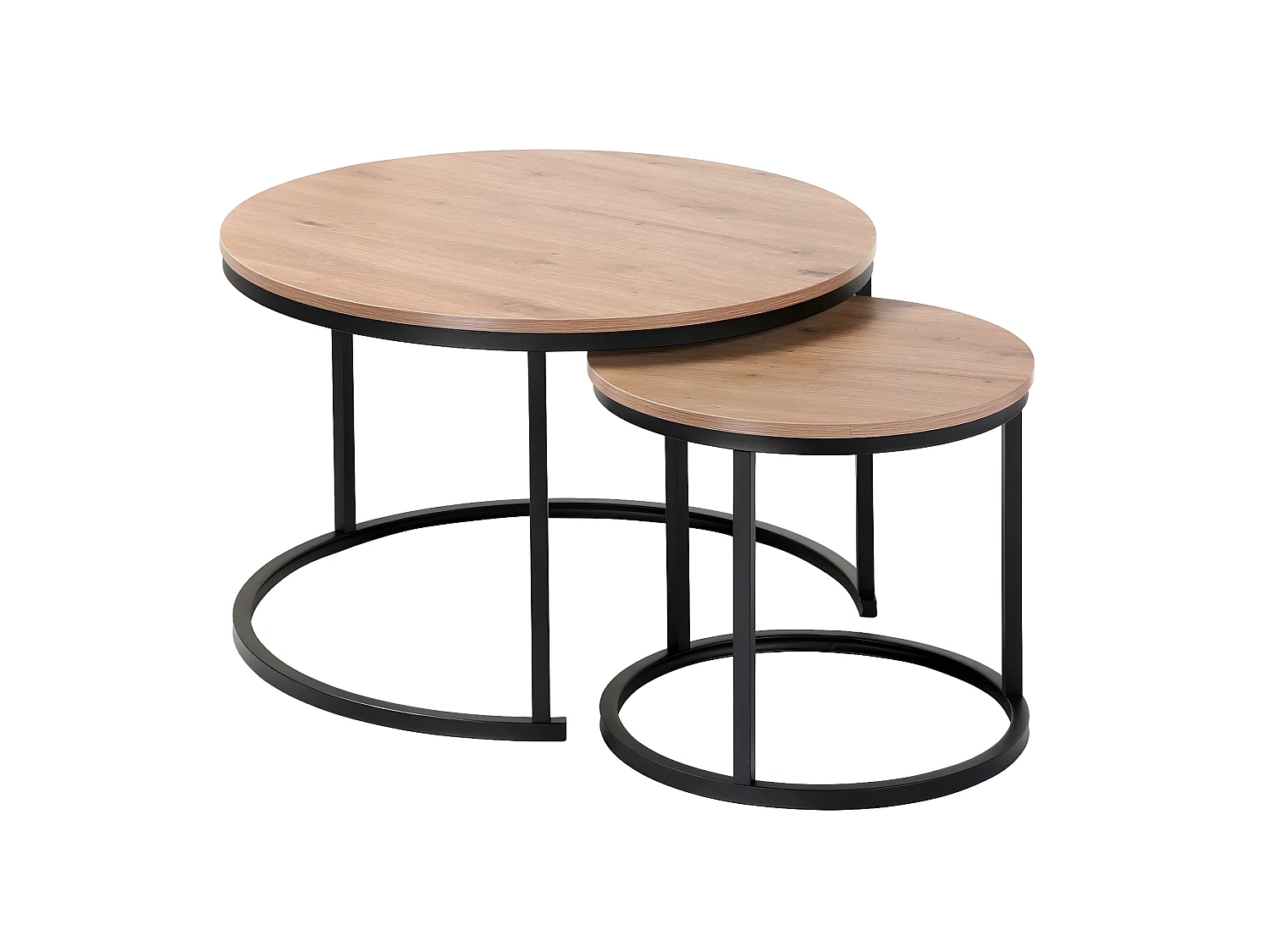 Set aus 2 stapelbaren runden Beistelltischen - L70 cm