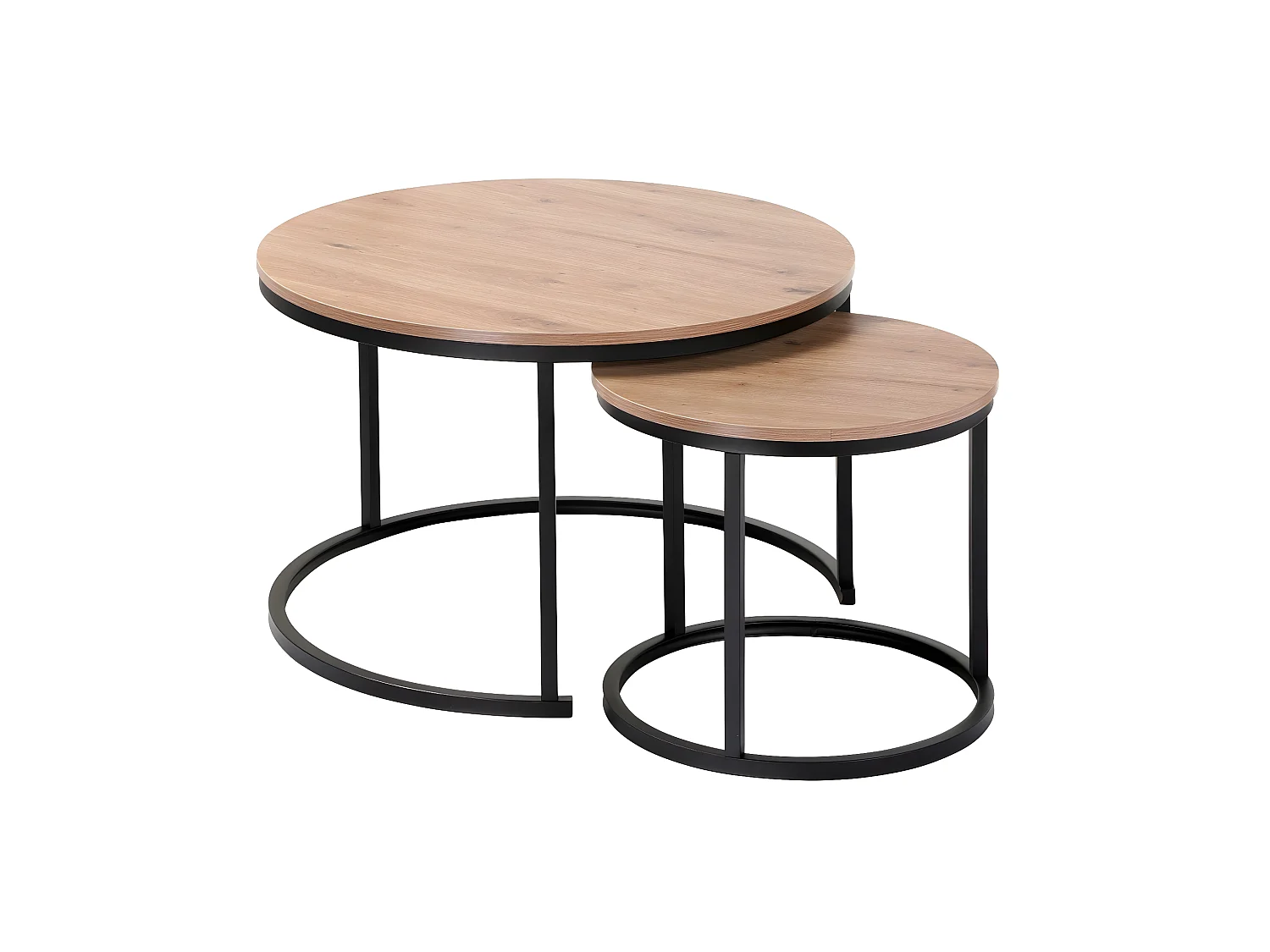 Lot de 2 Tables Basses Gigognes Rondes L70 cm - LENNY