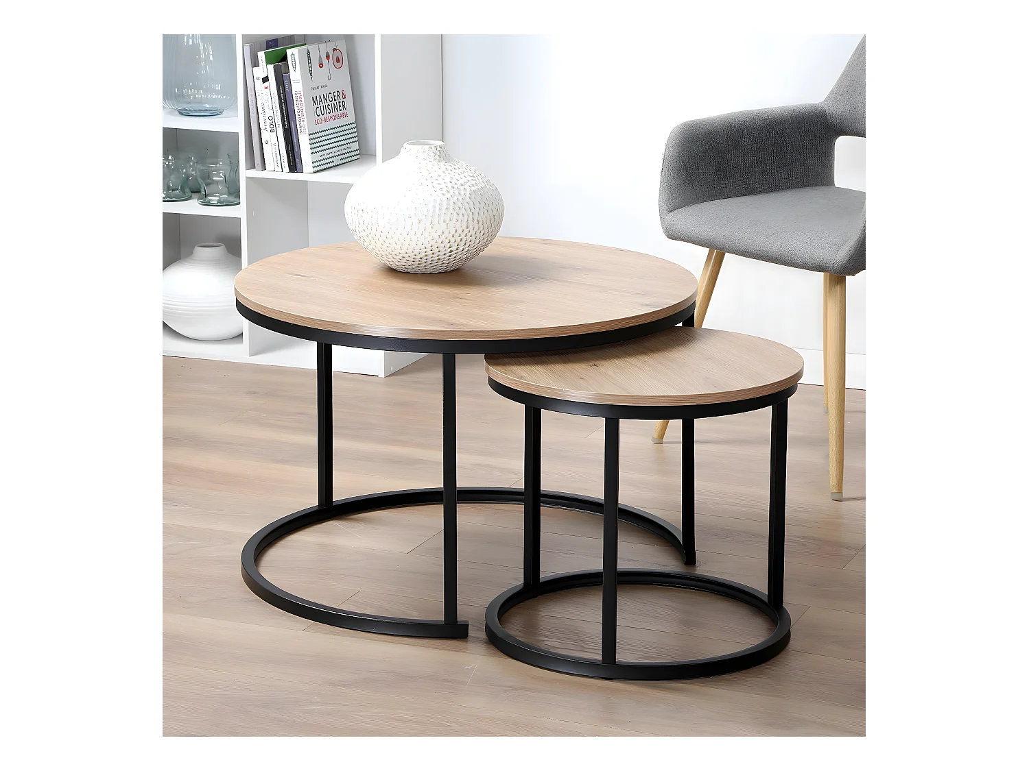 Set van 2 nestende ronde salontafels - L70 cm