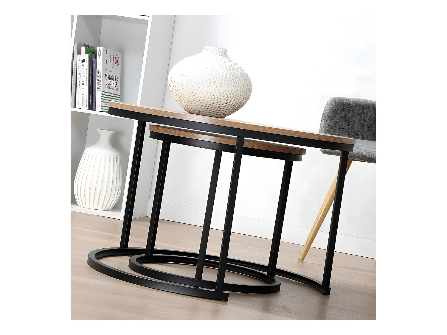 Set van 2 nestende ronde salontafels - L70 cm