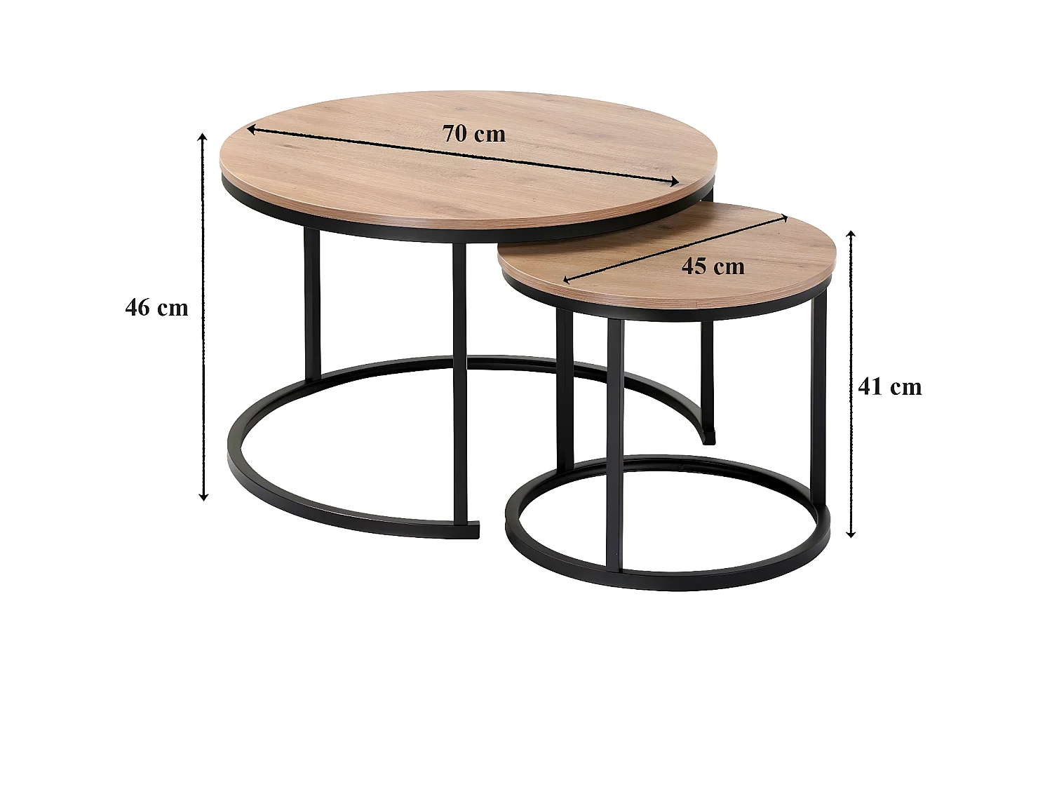Set van 2 nestende ronde salontafels - L70 cm