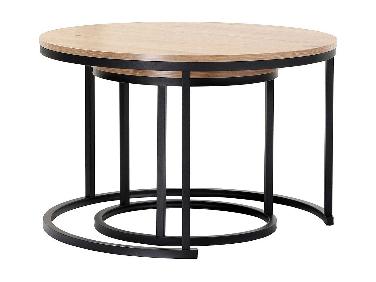 Lot de 2 Tables Basses Gigognes Rondes L70 cm - LENNY