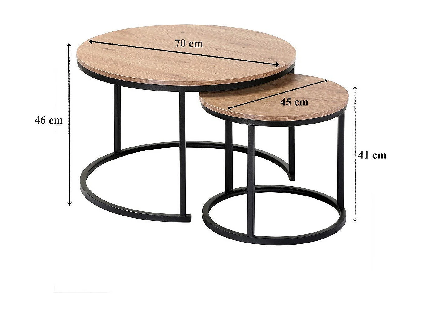 Lot de 2 Tables Basses Gigognes Rondes L70 cm - LENNY