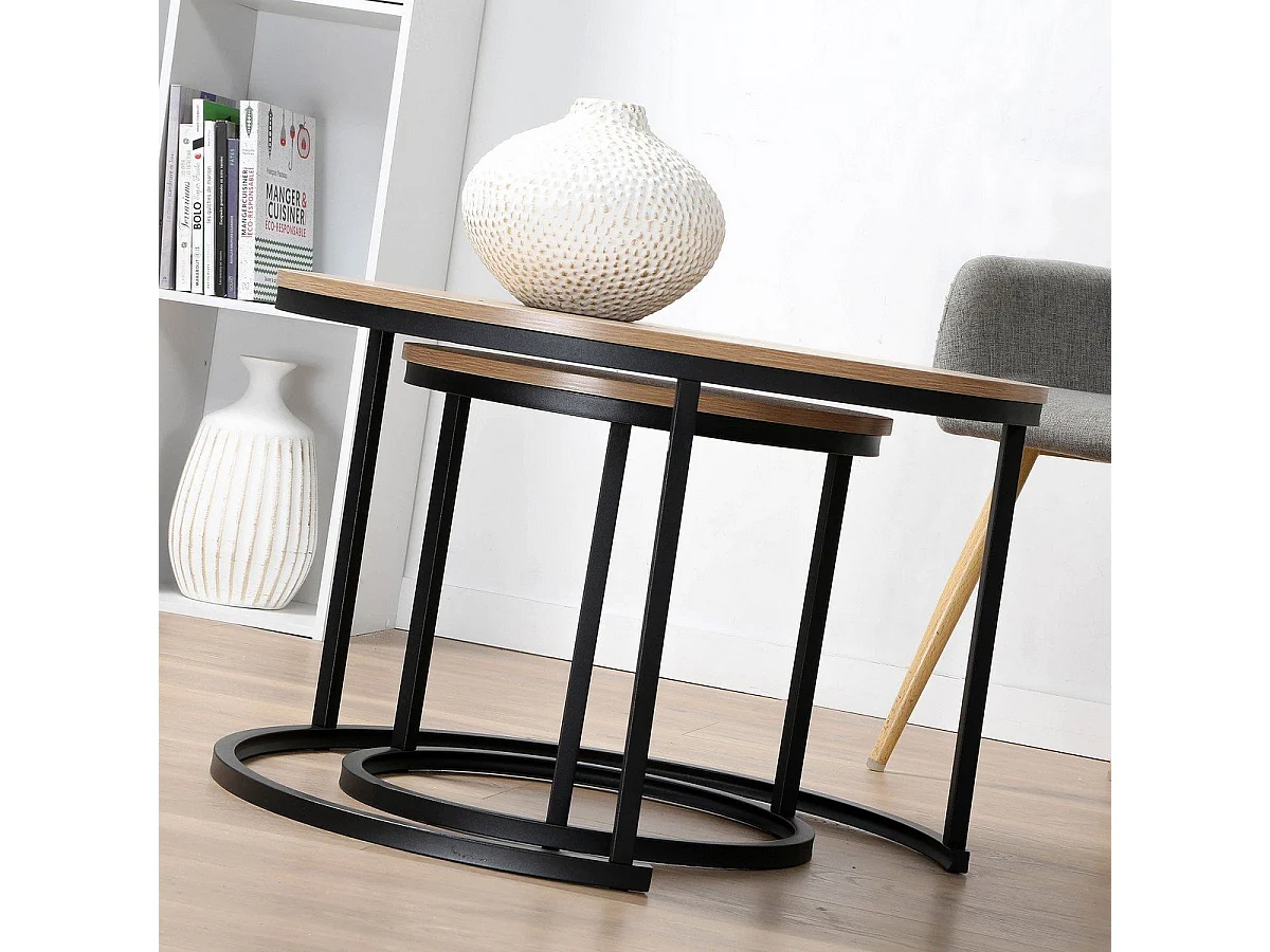 Set van 2 nestende ronde salontafels - L70 cm