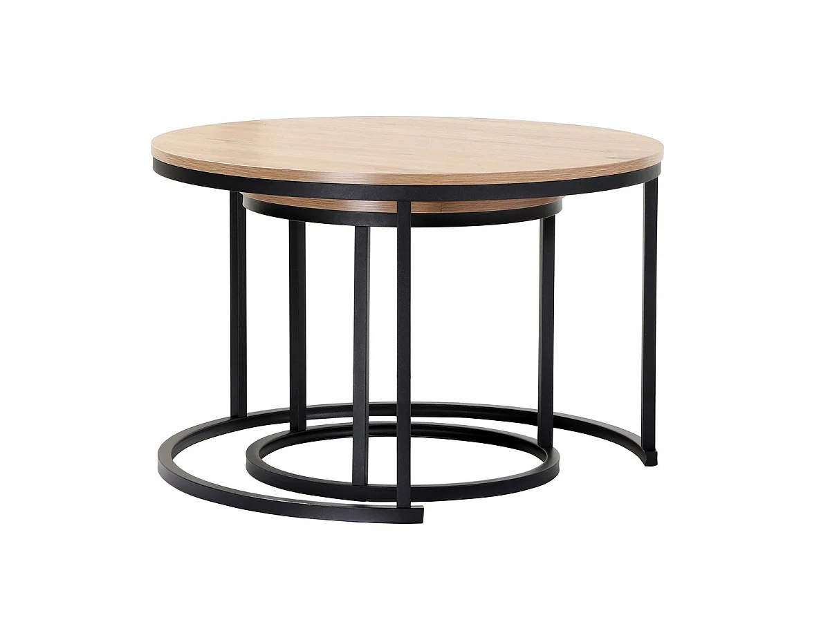 Zestaw 2 okrągłych stolików kawowych, 70 cm długości - LENNY