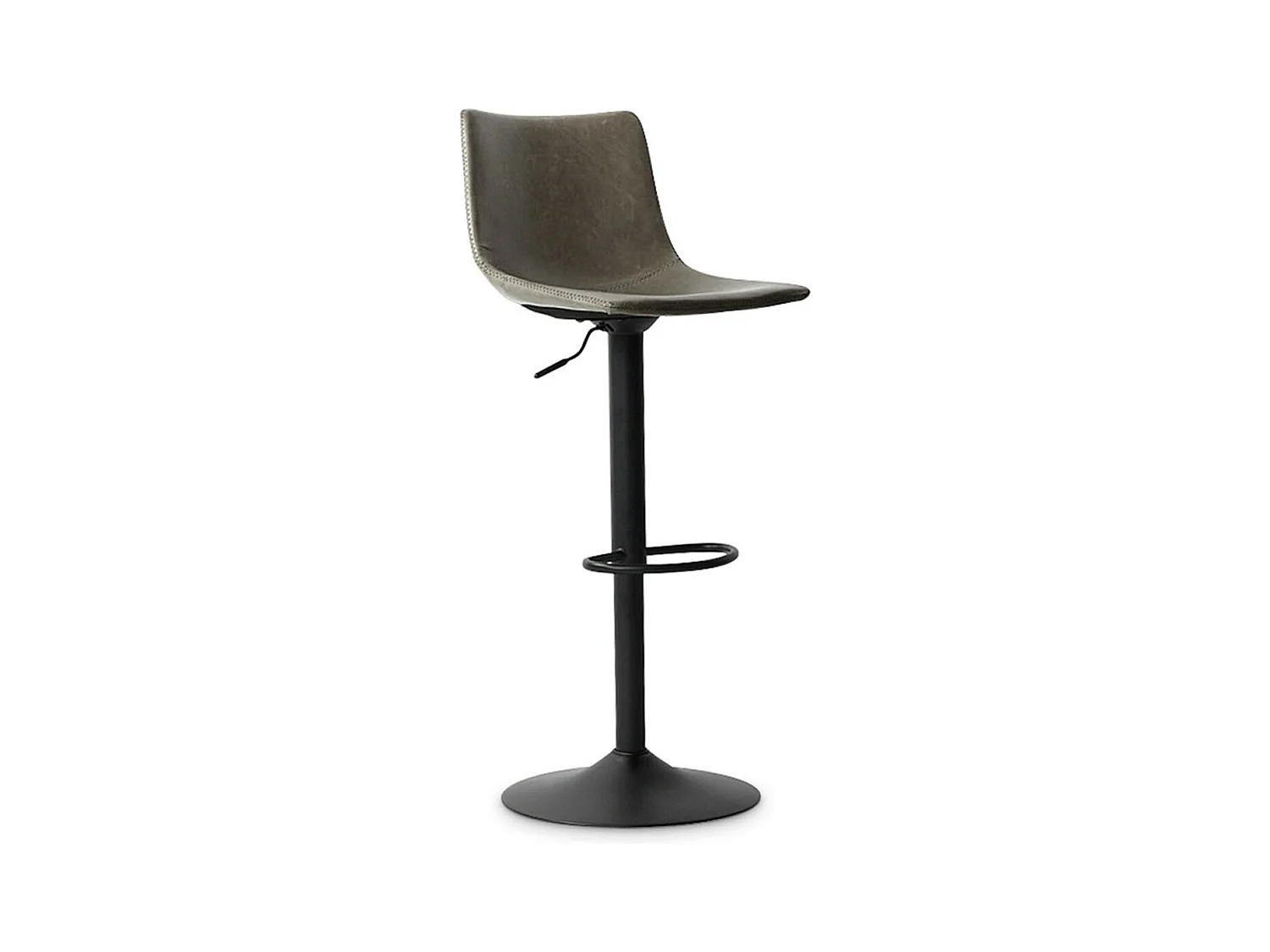 Tabouret de bar SOUL – PU gris – Hauteur réglable 88-109 cm – Pieds en métal – Style vintage